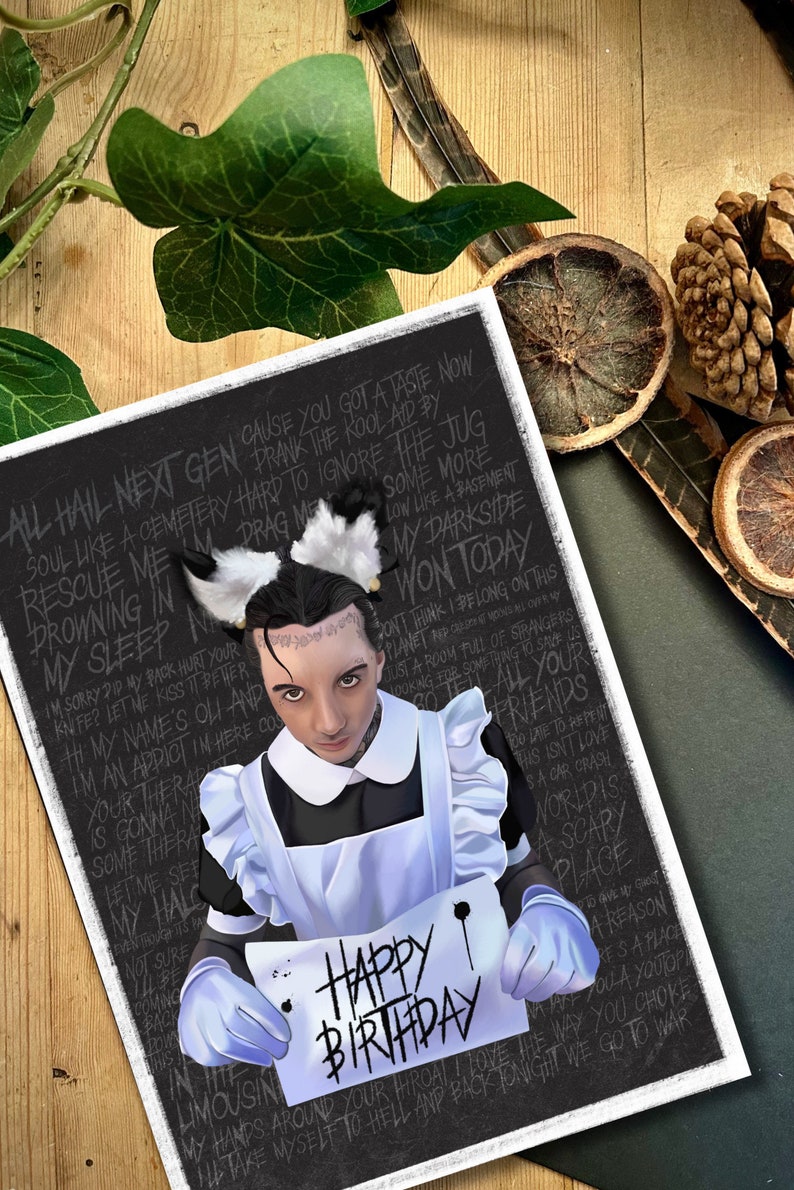 Bring Me The Horizon Birthday Card: Oli Sykes Maid Outfit - NexGen Lyrics image 3