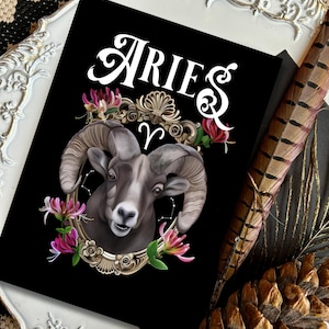 Aries Zodiac  A5 Greetings Card/A4 mounted print. Ethereal Gothic Ram Design
