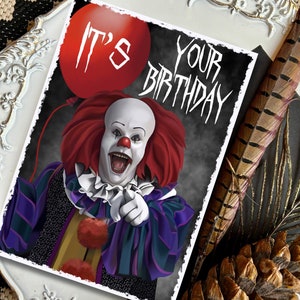 Cartão de aniversário de Stephen King - Pennywise, o palhaço dançarino/ terror/ filme de terror/ tamanho A5