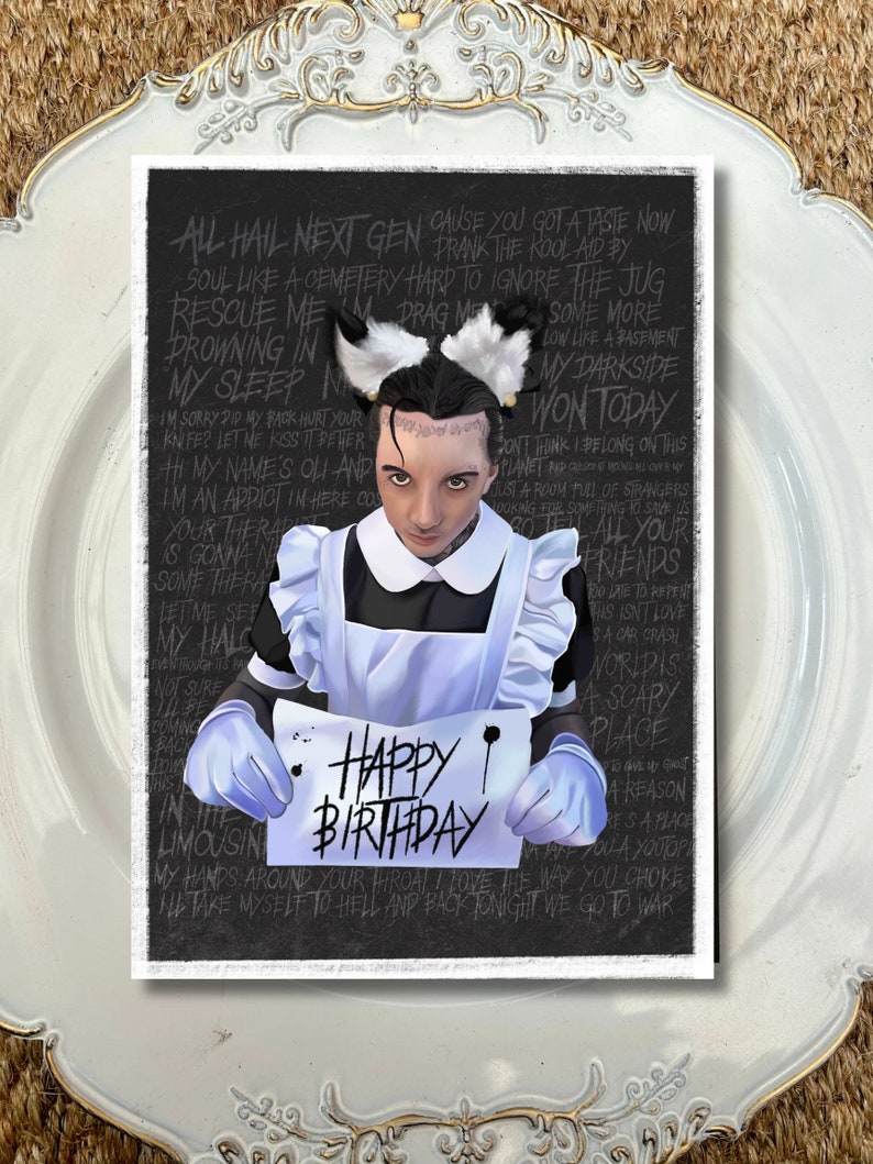 Bring Me The Horizon Birthday Card: Oli Sykes Maid Outfit - NexGen Lyrics image 7