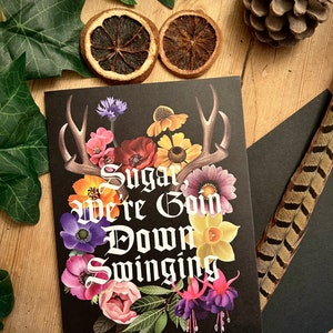 Sugar, vamos a caer con fuerza, emo, pop punk, tarjeta de felicitación A5