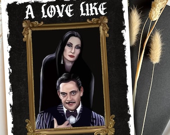 Addams family Inspired Gothic Card – morticia & Gomez Portrait-Valentine’s day/anniversary/ wedding