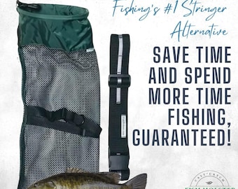 Fishing stringer Soft-sided Creel - Fish creel - Landing Net, Lightweight Fish Bag, Stringer Alternative - Fishing creel Bag- Green Bundle
