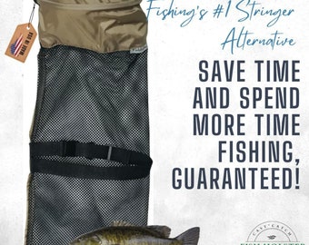 Fishing&#39;s mobile stringer, Fishing stringer Net, Portable Fish Basket,  #1 fishing Stringer Alternative, Fishing creel. Tan Fishholster