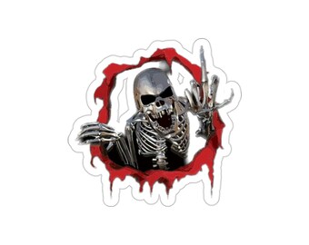 Badass Skeleton Mittelfinger Vinyl Sticker