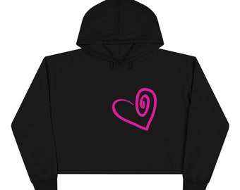 Valentines Heart with Wings Crop Hoodie