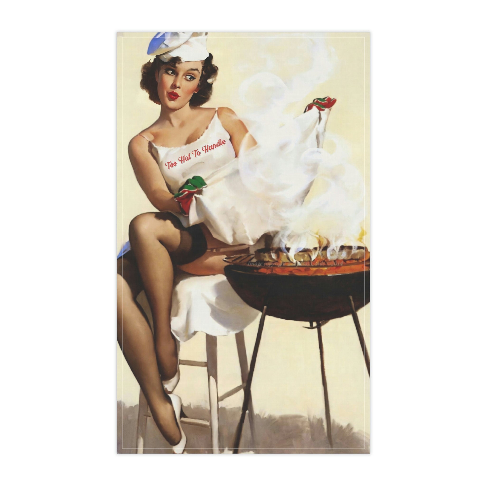 Vintage Sexy Pinup Girl Grilling Kitchen Towel - Etsy