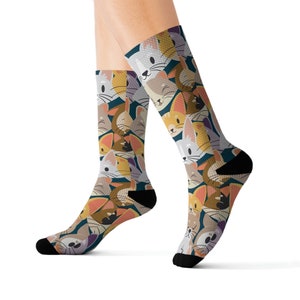 Silly Cartoon Cat  Socks