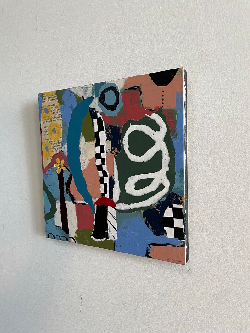 Mixed Media Art. Collage Art. Papers and Paint Wall Art. Etsy