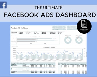 The Ultimate Facebook Ads Reporting Dashboard and Campaign Planner | Social Media Marketing | Google Sheets Template - Edit and Customize