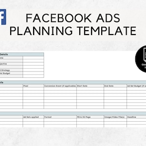 Facebook Ads Master Planungsvorlage | Kollaboratives Team-Tool zum Organisieren von Kampagnen, Ad Sets und Anzeigen
