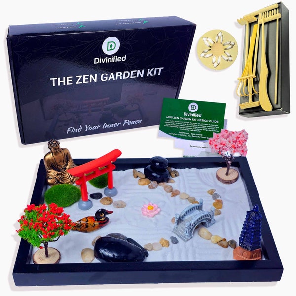 Zen-tuin voor bureau - Zen Garden Kit - Zen-cadeaus voor vrouwen - Zen Garden Sand - Zen-tuinaccessoires - Zen Garden Decor - Home Decor