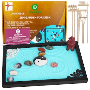 Jardín zen para escritorio - Kit de jardín zen - Regalos zen para mujer - Arena de jardín zen - Accesorios de jardín zen - Decoración de jardín zen - Decoración del hogar
