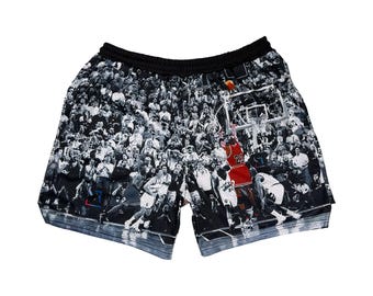 Black and white Graphic Mesh Shorts