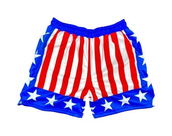 Apollo Red White Blue Stars and Stripes Athletic Shorts