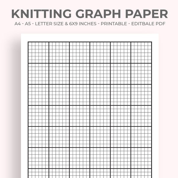 Knitting Graph Paper, Printable Knitting Graph Paper, Knitting Graph Blank Pages, Printable Knitting And Cross Stitch Graph Paper