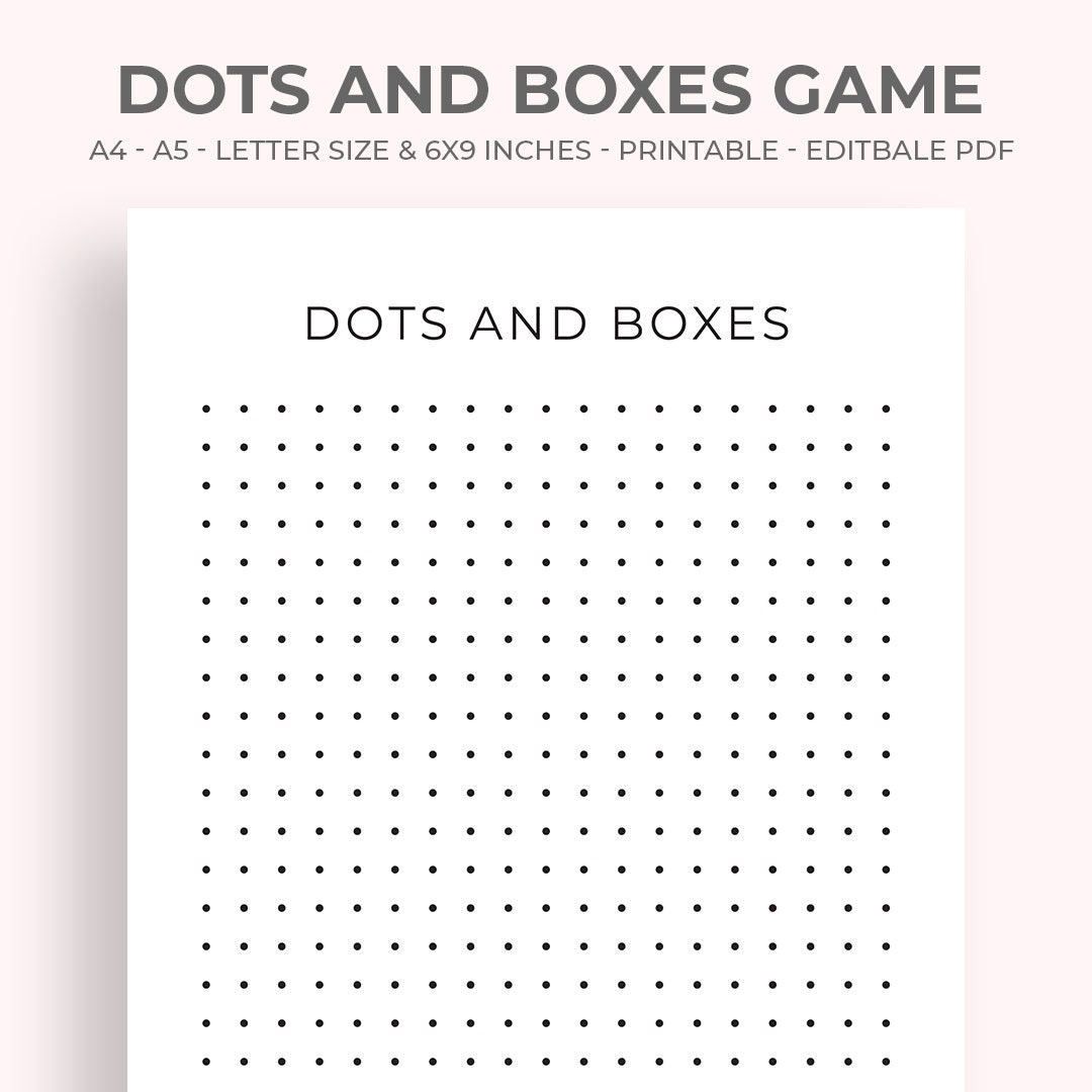 Dots and Boxes Printable Game, Printable Dots and Boxes, Printable Game ...