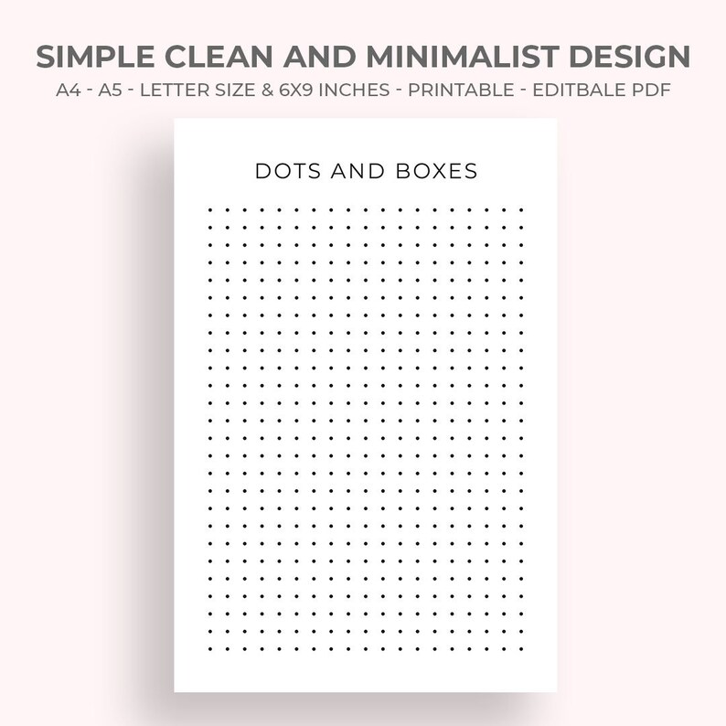 Dots and Boxes Printable Game, Printable Dots and Boxes, Printable Game ...