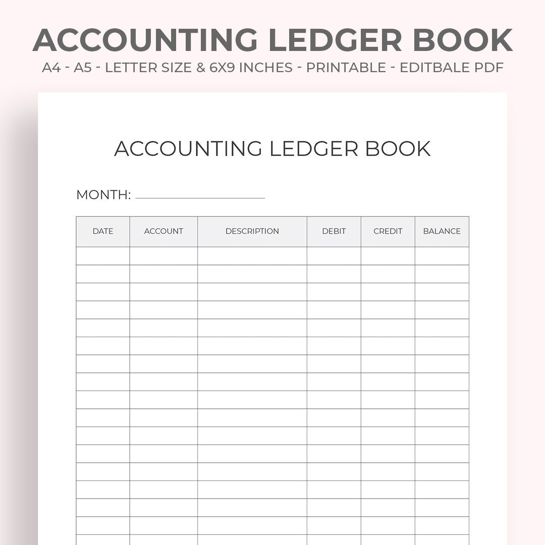 Accounting Ledger Book, Accounting Book, Accounting Ledger Printable ...
