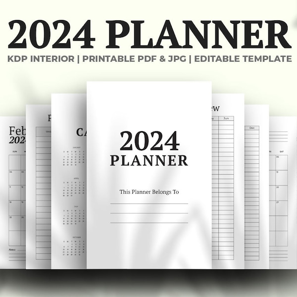 2024 Planner Kdp Interior | Editable Amazon KDP interior | Ready To Upload PDF | Size 6x9 Inches
