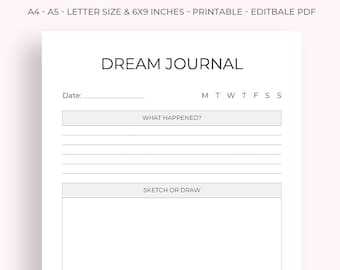 Dream Journal Planner, Dream Journal, Dream Planner, Dream Log, Dream Tracker, Dream Diary, Personal Dream Journal, Printable Dream Journal