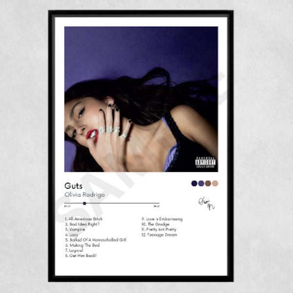 Olivia Rodrigo Album Poster | Guts (DIGITAL DOWNLOAD)