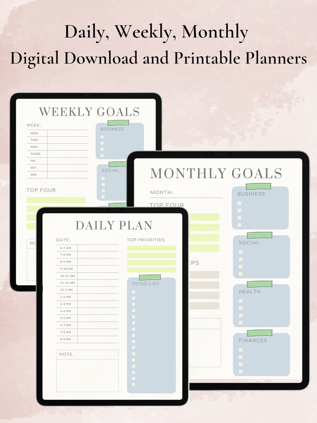 Daily, Weekly, Monthly Digital Download and Printable Planner Organize ...