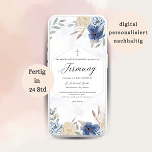 digital invitation to confirmation | Confirmation invitation card | eCard | virtual invitation card | homemade DIY | Send via WhatsApp