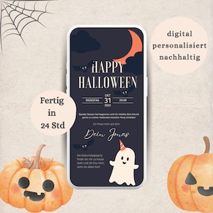 Convite digital para festa de Halloween | Cartão do convite da celebração do festival do outono de <br> Entrega Rápida? festa de aniversário | Enviar via WhatsApp | cartão virtual ecard
