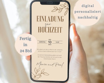 Digital wedding invitation | personalized individually sustainable | Invitation to the wedding | Wedding Invitation| Invitation card| WhatsApp