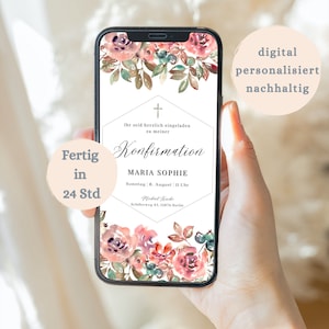 conferma dell'invito digitale con fiori | Invito di conferma | Invito personalizzato | ecologico moderno|Invia WhatsApp