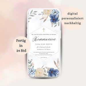Invitation numérique à la communion | Invitation à la communion| Invitation virtuelle personnalisée | écologique & moderne | Envoyer via WhatsApp