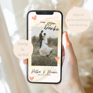 Faire-part de mariage numérique | Action de grâces de mariage | invitation personnalisée| mariage | Remerciements individuels | Envoyer via WhatsApp