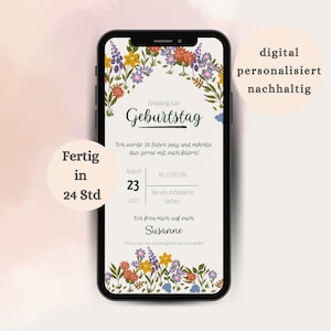 Verjaardagsuitnodiging | digitale verjaardagsuitnodiging | virtuele uitnodigingskaart gepersonaliseerd | Bloemen | Verstuur via WhatsApp