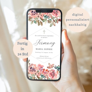 invitation numérique à confirmation | Carte d'invitation de confirmation | personnalisé avec des fleurs| respectueux de l'environnement et moderne | Envoyer via WhatsApp