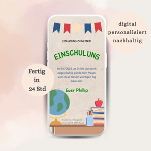 Invitation à l'inscription à l'école numérique | eCard personnelle pour la rentrée scolaire | invitation virtuelle à l'inscription scolaire | Envoyer via WhatsApp
