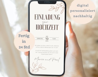 Digital wedding invitation | personalized individually sustainable | Invitation to the wedding | Wedding Invitation| Invitation card| WhatsApp