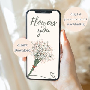 digitale Grußkarte mit Blumen | Nachhaltige Blumen zum verschenken | Blumenstrauß Grußkarte zum Muttertag |Geschenkidee Mutter| per Whatsapp