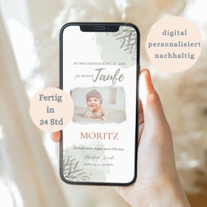 Invito Battesimo | Invito Digitale Battesimo Personalizzato | invito individuale con foto | invito digitale | Invia tramite WhatsApp