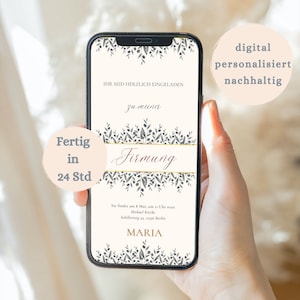 Invitación digital de confirmación | Tarjeta de invitación de confirmación | personalizado con flores| ecológico y moderno | Enviar por WhatsApp