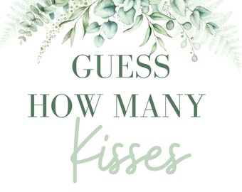 Guess How Many Kisses Are In the Jar | Water Color Bridal Shower Sheet | *Digital Download* | Bridal Shower Game
