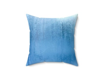 Blauwe vierkante kussensloop van nepsuède, dubbelzijdige print