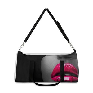 Lips Print Duffel Bag, Polyester Gym Bag