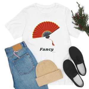 Rot, Fancy Fan, Sodt Baumwolle, Geschenk für Sie, Damen Jersey Kurzarm T-Shirt