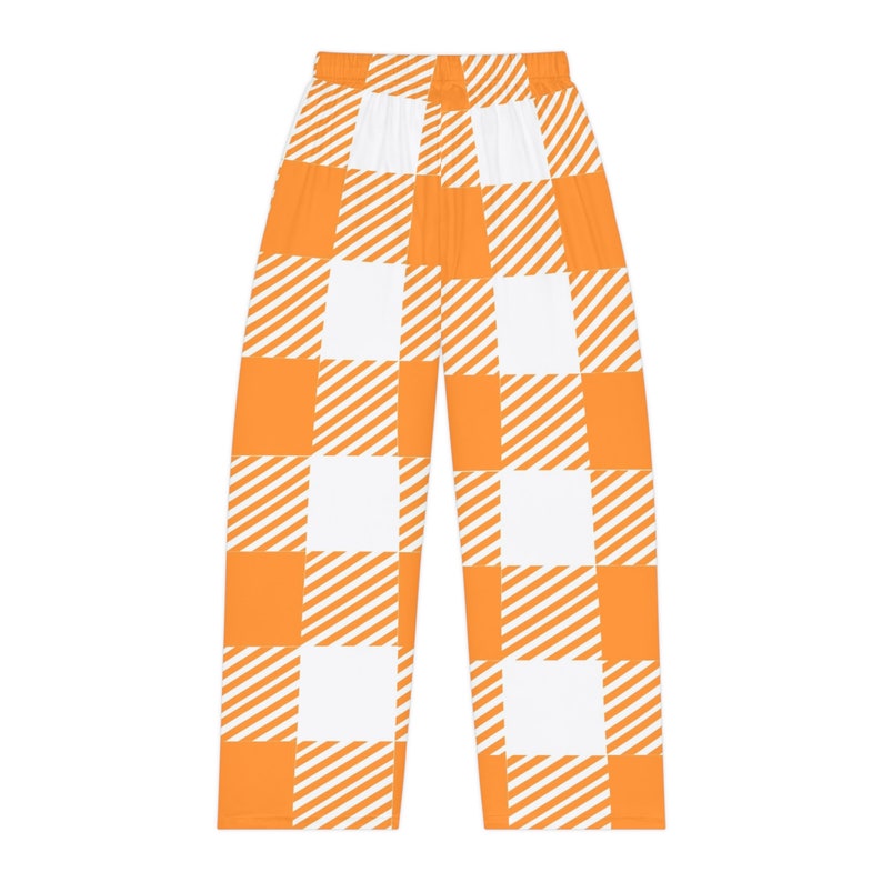 Orange/White Flannel, Comfortable, Lounging, Women's Pajama Pants (AOP) image 3