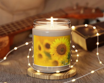 Sunflower, Gift for Her  Scented Soy Candle, 9oz