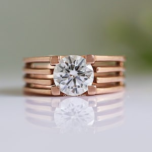 2.0 CT Round Lab Grown Diamond Men&#39;s Solitaire Ring in 18K Rose Gold | Father&#39;s Day Gift | Conflict-Free Lab Diamond  Luxury Jewelry for Him