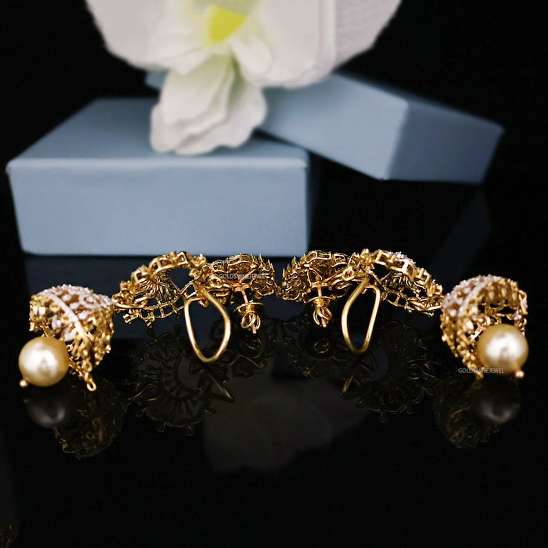 3 Step Detachable Jhumka Earring With Lab Grown Diamond Earring 4 in 1