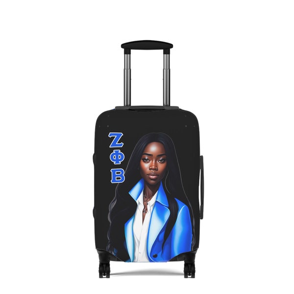 Zeta Phi Beta Luggage Cover, COVER ONLY, Trendy graphic HBCU D9 Sorority Cover, travel accessory, The Finer Woman, Dove, gift item