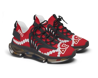 Delta Sigma Theta Sneaker, trendy graphic Red 1913 HBCU D9 Sorority tennis shoe, Devastating Diva, The Redz, Legacy Soror gift